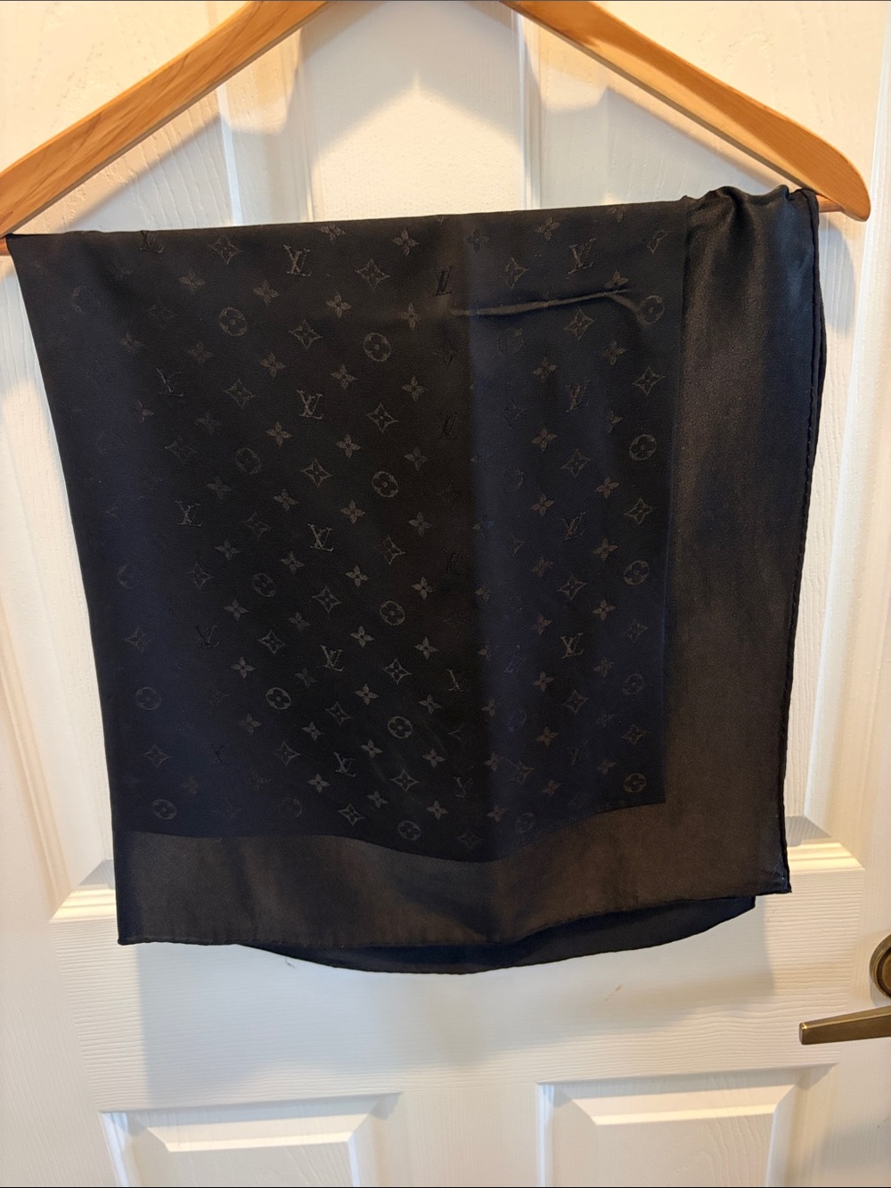Gucci Black Monogram Silk Scarf
